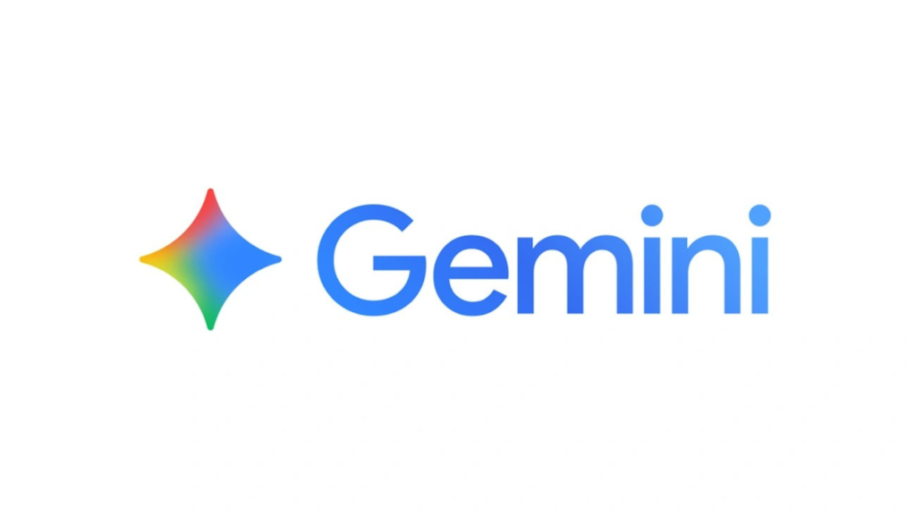 The Google Gemini logo, featuring a colorful, four-pointed star (gradient of red, yellow, green, blue) next to the word "Gemini" in blue lowercase text.